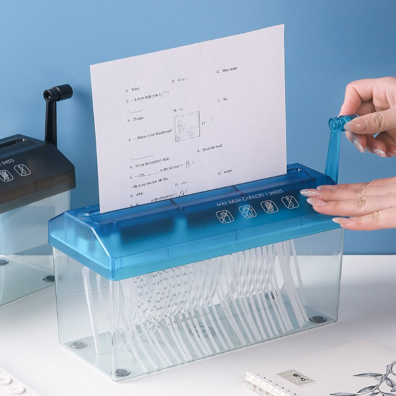 A4 manual paper shredder - small office shredder for a5 paper, invoices, contracts, and confidential documents - shreds into strips