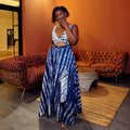 african women's fashion:  summer new collection - printed v-neck cami top and asymmetrical midi skirt set