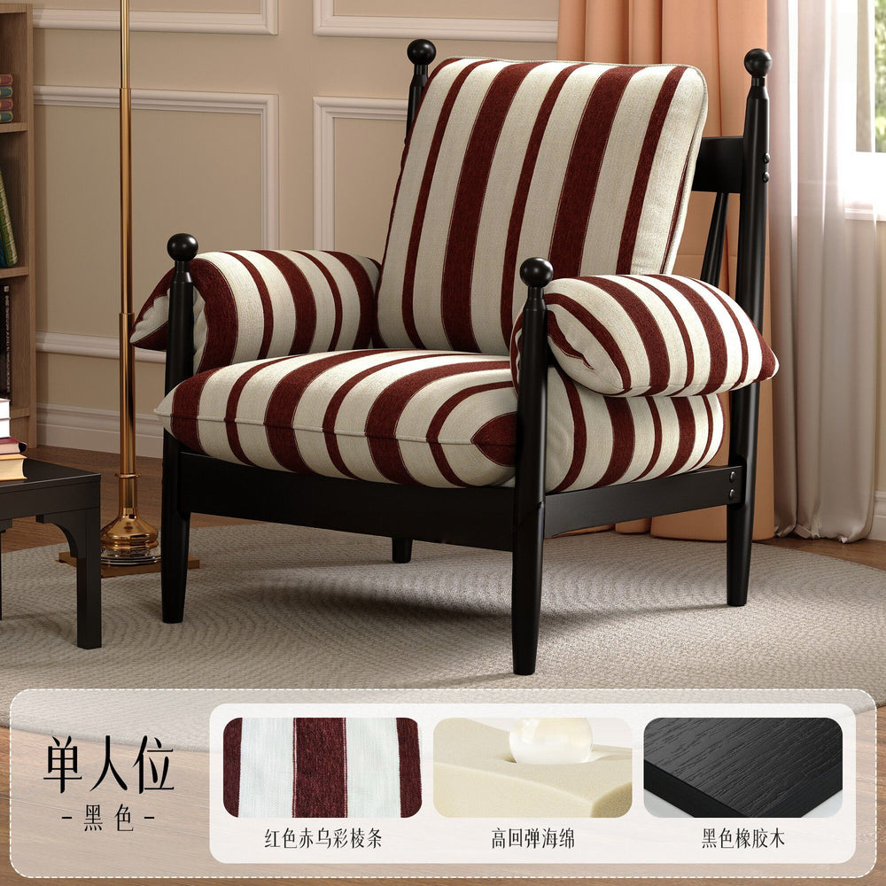 French red black chair casual sofa chair solid wood backrest for home designer medieval styleaccessible luxury lazy casual chair