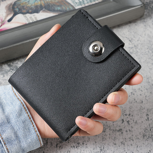 Men's Fashion Short Button Wallet Multi-card Casual Wallet Horizontal Cross-border Men's Wallet Factory Spot Direct Sales