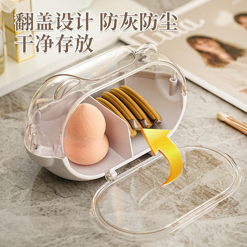 Lecheng new product powder puff storage box transparent dustproof desktop beauty egg air cushion storage box makeup egg portable storage