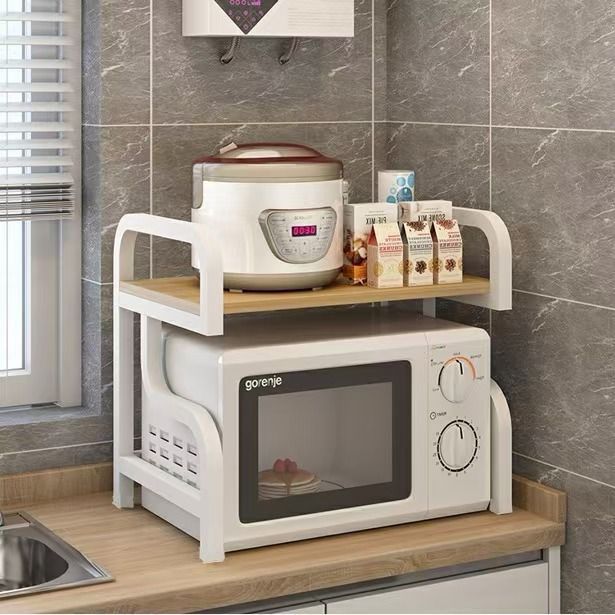 Microwave oven rack kitchen countertop organizer household storage shelf double layer oven shelf desktop spice rack
