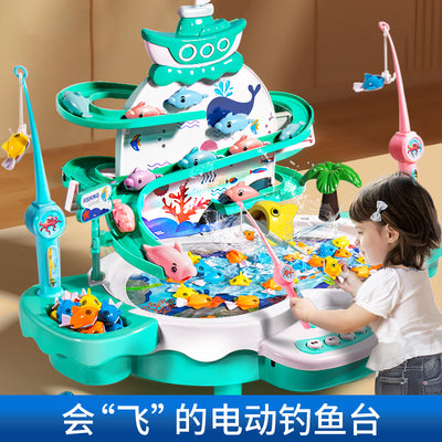 Magnetic levitation track electric fishing toy - early education & brain development - sliding fishing game for boys & girls - hand-eye coordination