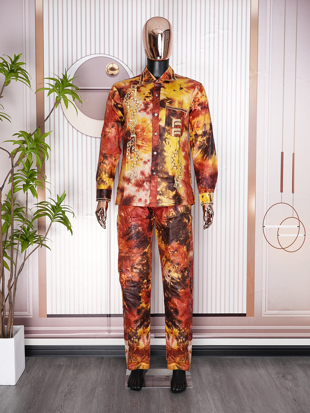 Hot-selling european and american export new arrivals: cross-border bestsellers - men's african fashion suit, digital print shirt and pants set