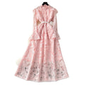 new spring/summer elegant high-end banquet evening gown - women's heavy embroidery cutout flared sleeve dress
