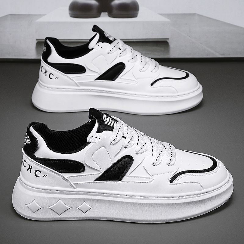 Men's winter trendy versatile low-top casual sneakers student sports thick-soled height-increasing white trendy shoes popular shoes