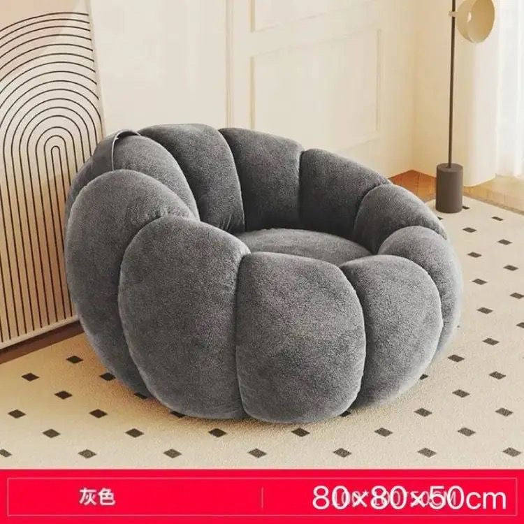 Cream style lazy sofa can lie down and sleep pumpkin sofa chair casual chair cashmere fabric sofa single sofa