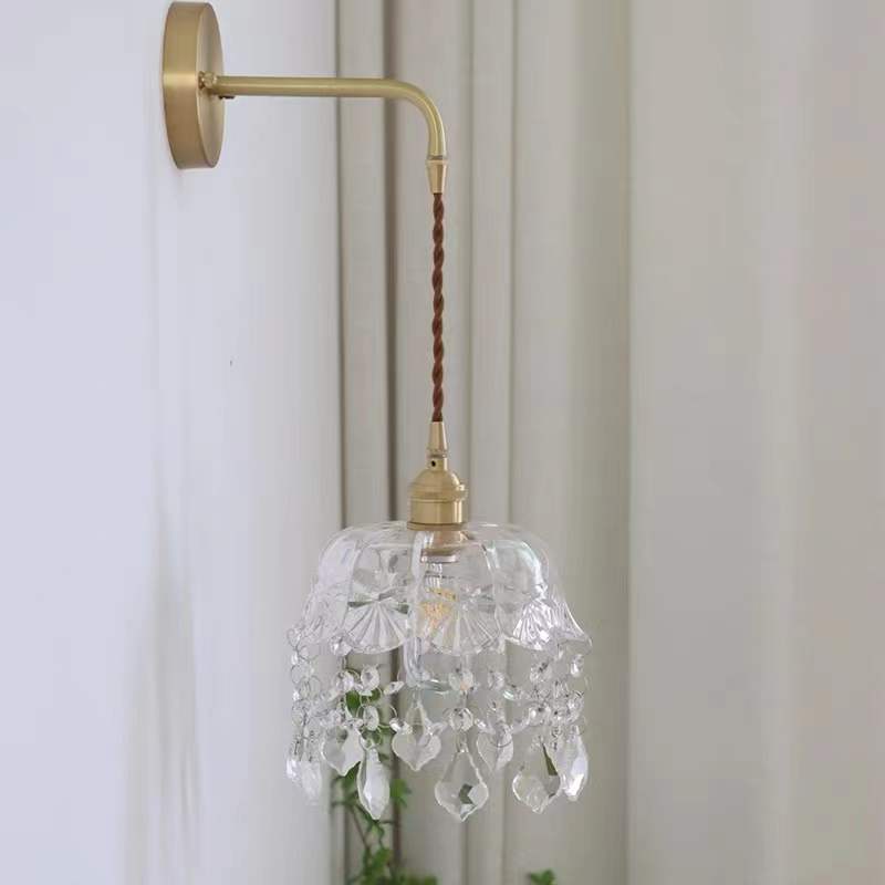 Wall lamp living room crystal wall lamp bedside lamp retroaccessible luxury crystal small chandelier aisle entrance french wall lamp casual