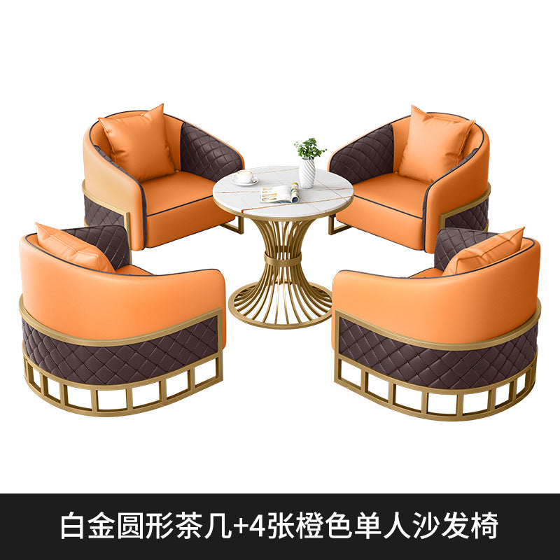 Sales office business reception reception table and chair combination casual coffee shop milk tea shop single and double sofa booth