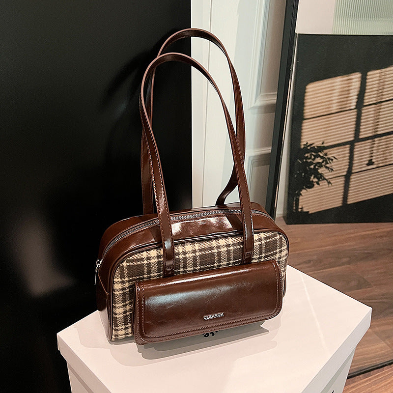 New Year's popular color retro plaid mini lipstick bag texture ins trend red envelope  women's bag oblique span bag