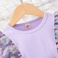 Kids' long-sleeve ribbed knit butterfly mesh dress