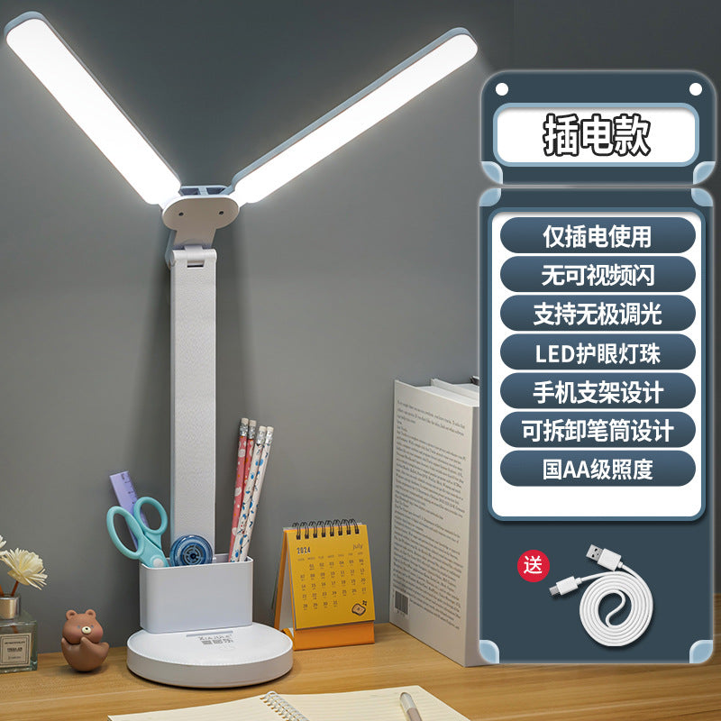 Source manufacturer smart clock double-headed eye protection desk lamp learning college student dormitory charging bedside lamp desk reading