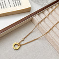 V gold plated microphone gold manufacturer direct sales card plus double ring pancake necklace love clavicle chain printed couple original version diamond gold