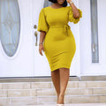 Q074 women's foreign trade dress  new arrival   high-waisted elegant plus size cross-border african european and american style dress