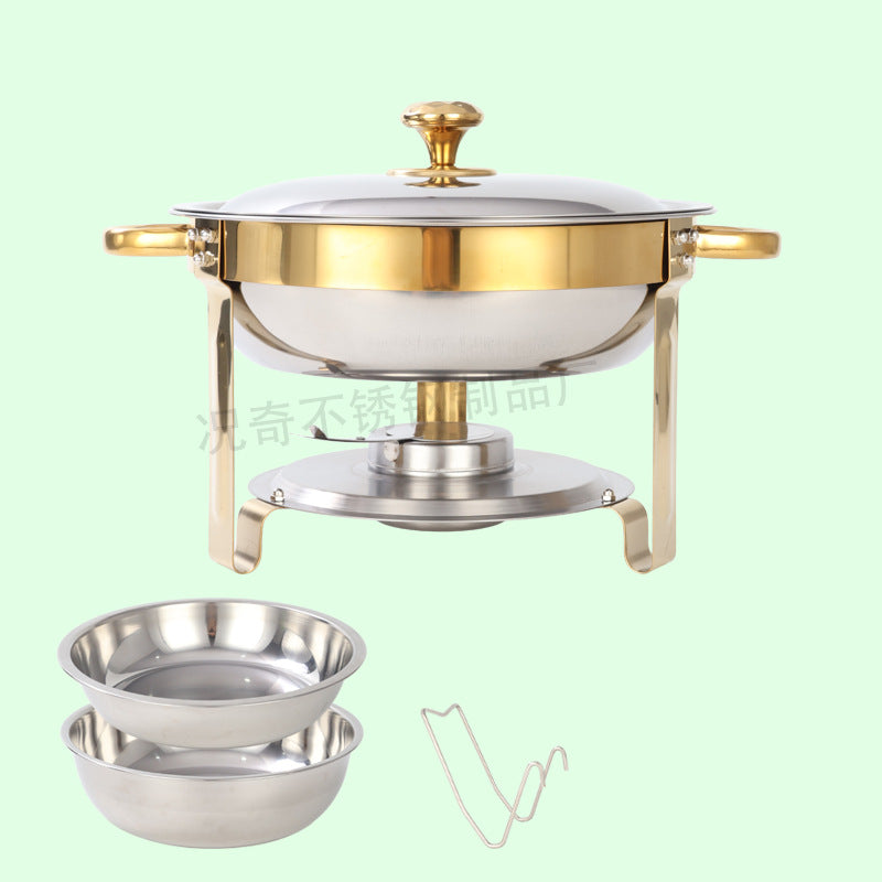 5qt stainless steel gold round furnace insulation buffet furnace suitchafingdishbuffetsetcross-border