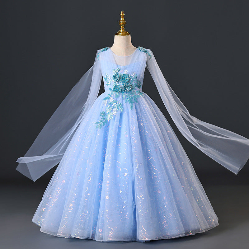 Girls' evening gown - high-end long formal dress for little girls, perfect for banquets, piano recitals, and children's fashion shows. cross-border e-commerce style