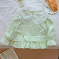 Girls'  autumn new collection: korean-style sweet lace peter pan collar faux two-piece shirt, long-sleeved spring/autumn top - trendy