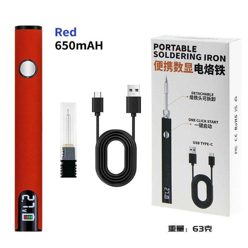 Cross-border explosive portable USB electric soldering iron USB wire burning pen digital display electric welding pen adjustable temperature 510 Loro iron connector