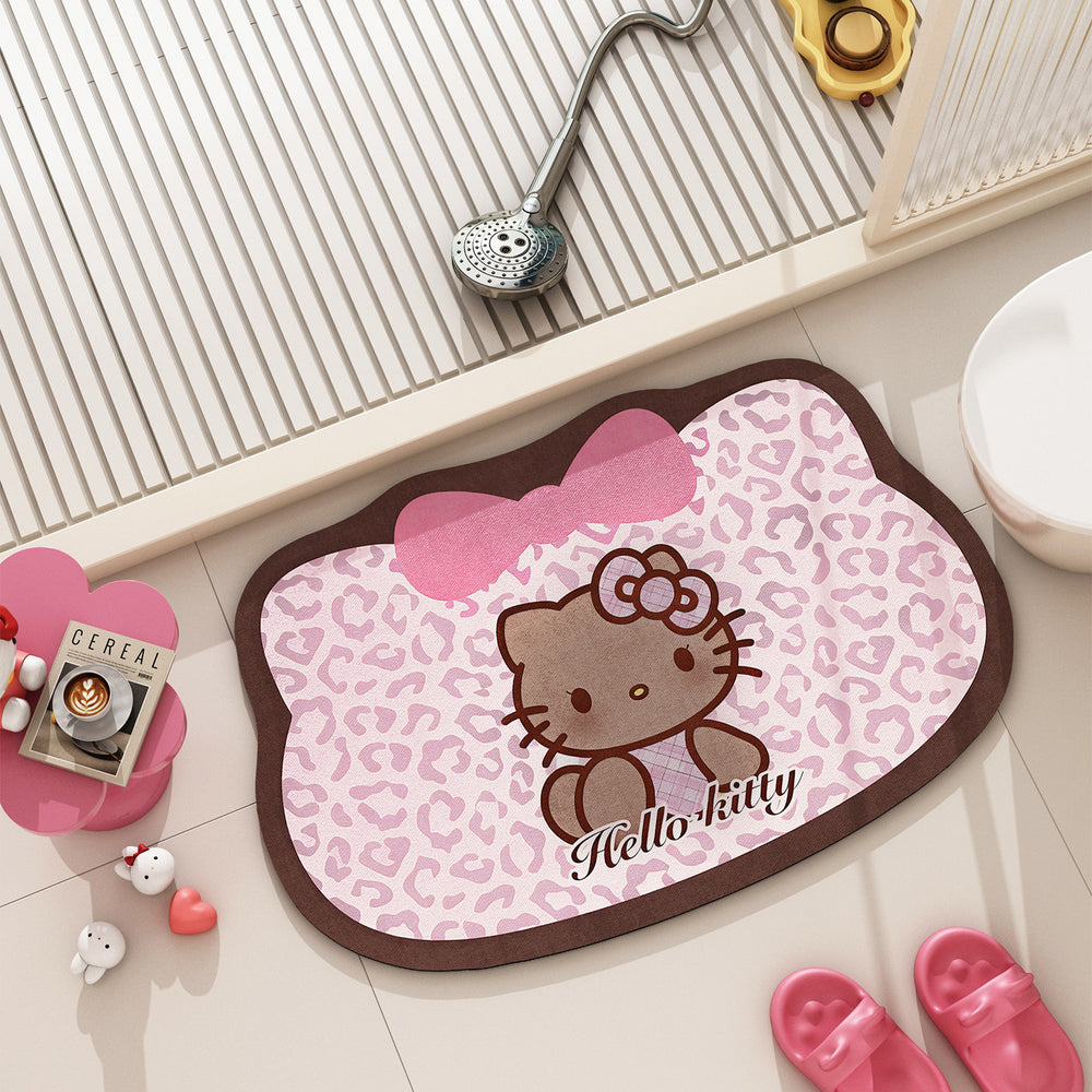 Fresh green bathroom absorbent floor mat cute kitty bathroom non-slip mat quick-drying foot mat bathroom carpet