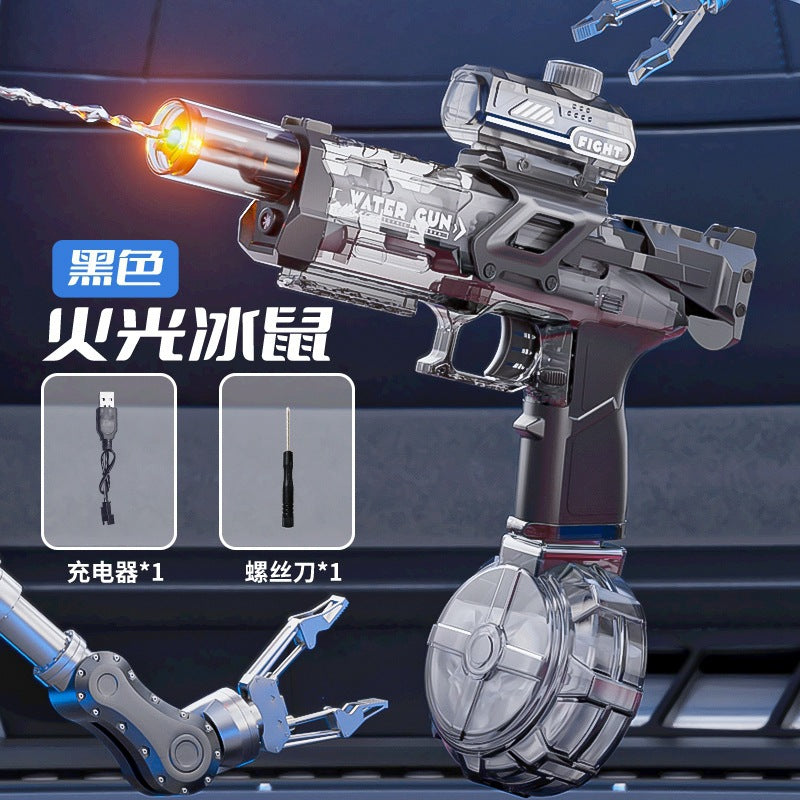 wholesale hot-selling fire-breathing electric water gun, ice mouse fire light, manual and automatic ice explosion foreign trade electric water gun toy