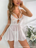 Amazon's hottest women's sexy lingerie mesh transparent lace temptation bodysuit sexy pajamas thong