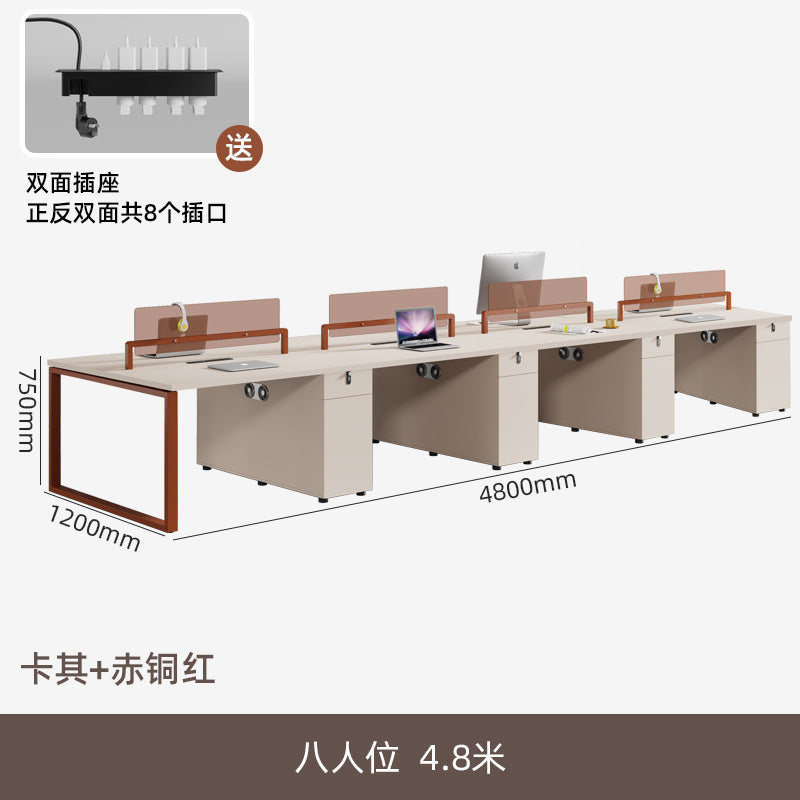 Thickened steel frame office desk and chair combination four-person double 2-person 4-person desk casual modern office electric thickened