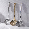 Luxury-style ceramic handle stainless steel cookware set - 7 piece set with elegant pearl design spatula and ladle - wholesale for home use