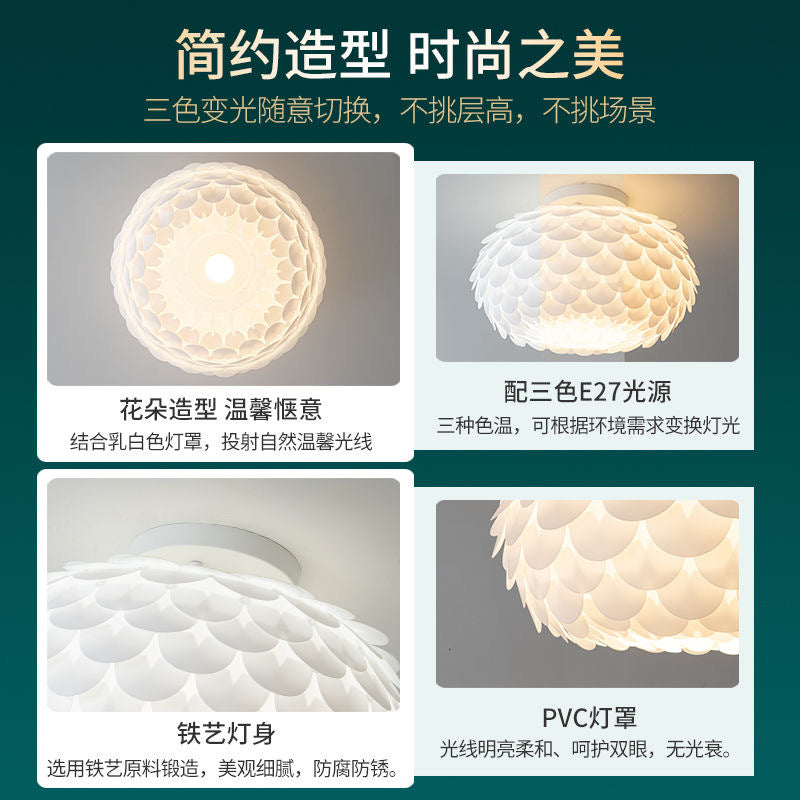 Influencer-approved light luxury fish scale chandelier - nordic cream style for bedroom, living room, dining room, and kids' room - eye-caring scales ceiling light
