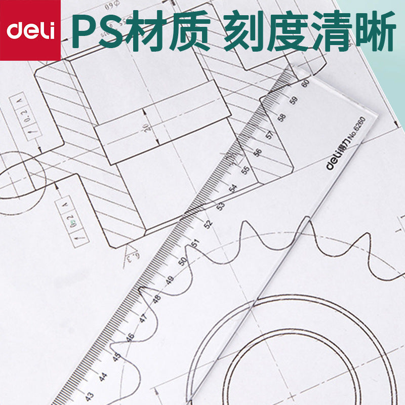 Deli 6260 ruler 60cm transparent plastic ruler 60cm drawing ruler scale ruler instrument ruler wholesale