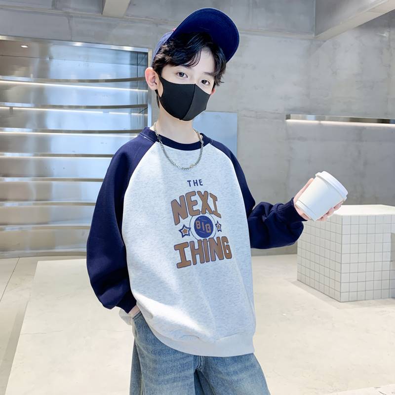 Boys' long-sleeve t-shirt,  new style, stylish boy's spring/autumn base layer, 8-count sweatshirt, children's spring outfit, t-shirt top