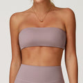 All-in-one seamless sports bra - anti-exposure bandeau top, perfect for layering, workout base layer, tight-fitting yoga top - model 8075