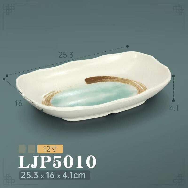 Melamine hot pot side dish plate beef plate imitation porcelain sushi plate korean style barbecue dish plate palace style hotel bowl and dish suit