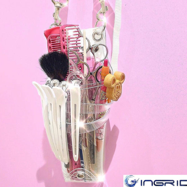 Peekaboo transparent scissors bag messenger Internet celebrity hairstylist fanny pack personality creative tide high-end hairdressing kit