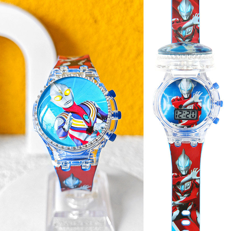 Kids' spider-man watch for boys - zettai revice & ultraman trigger style - flashing, drop-proof, electronic, luminous, and waterproof - perfect for preschoolers!