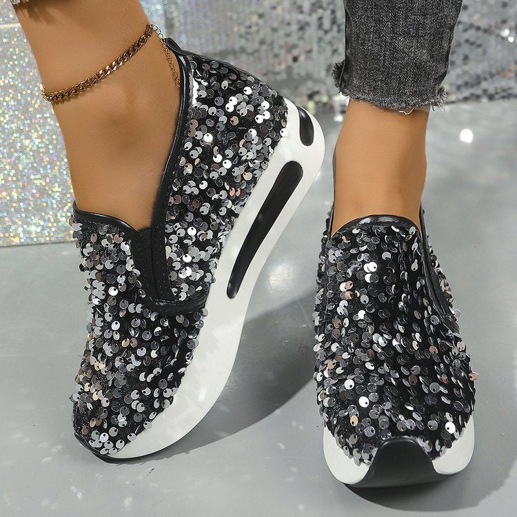 women's fashion flat heel hidden wedge mesh breathable casual flats - supports cross-border platforms and dropshipping