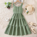 children's spring/summer new arrivals: european and american style fashionable casual camisole dress with open back, bow detail, cinched waist, and flared skirt