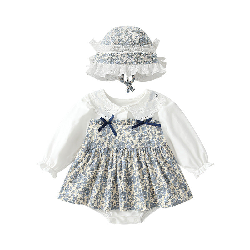 Newborn baby clothes autumn fashion girl's romper dress princess floral hundred days long sleeve bodysuit autumn