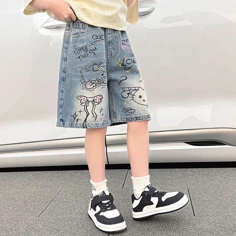 Girls' summer pants & shorts: lightweight denim shorts, wide-leg capris, mid-length shorts for girls, american graffiti style