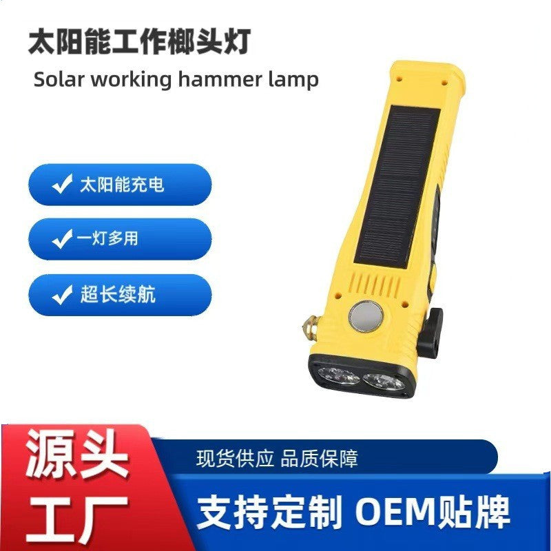 Cross-border new car outdoor multi-functional window breaker light solar magnetic inspection light emergency charging flashlight