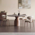 Foshan slate dining table round external turntable retrofor home dining table italian modern casualclassy solid wood round table