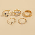 Ins style alloy ring wholesale cross-border niche accessible luxury jewelry snake-shaped stacked ring set diamond-encrusted women's ring