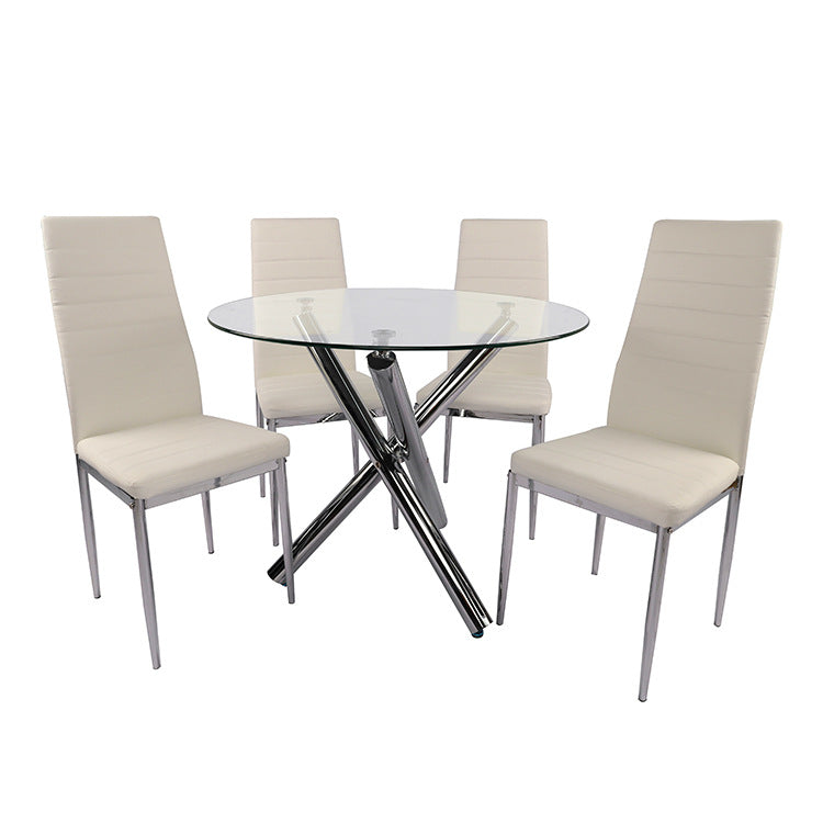 Tempered glass dining table set - modern luxury, high-end design, ideal for meetings and home use - minimalist dining table and chairs