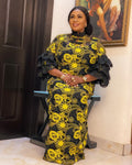 African women's lace robe - cross-border supply, elegant commute style, embroidered cake sleeves, loose fit maxi dress