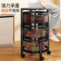 Kitchen rotating multi-functional storage rack, household floor-standing multi-tier snack cart, fruit and vegetable basket organizer