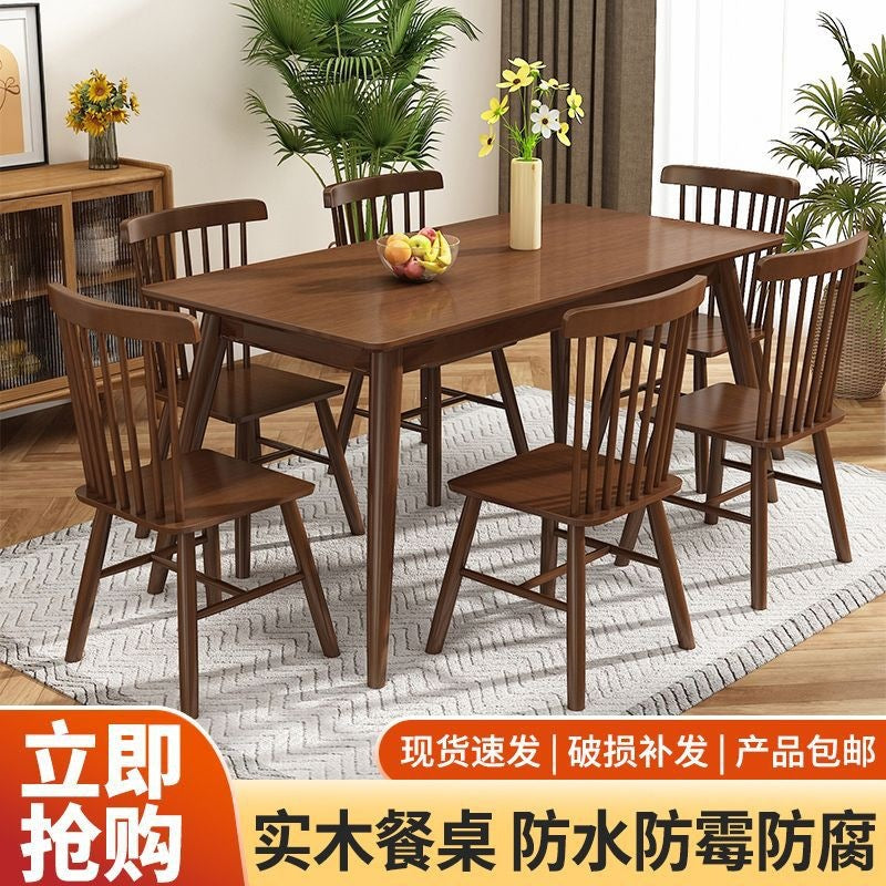 Minimalist home square solid wood dining table walnut color table dining table and chair set solid wood dining table and chairs
