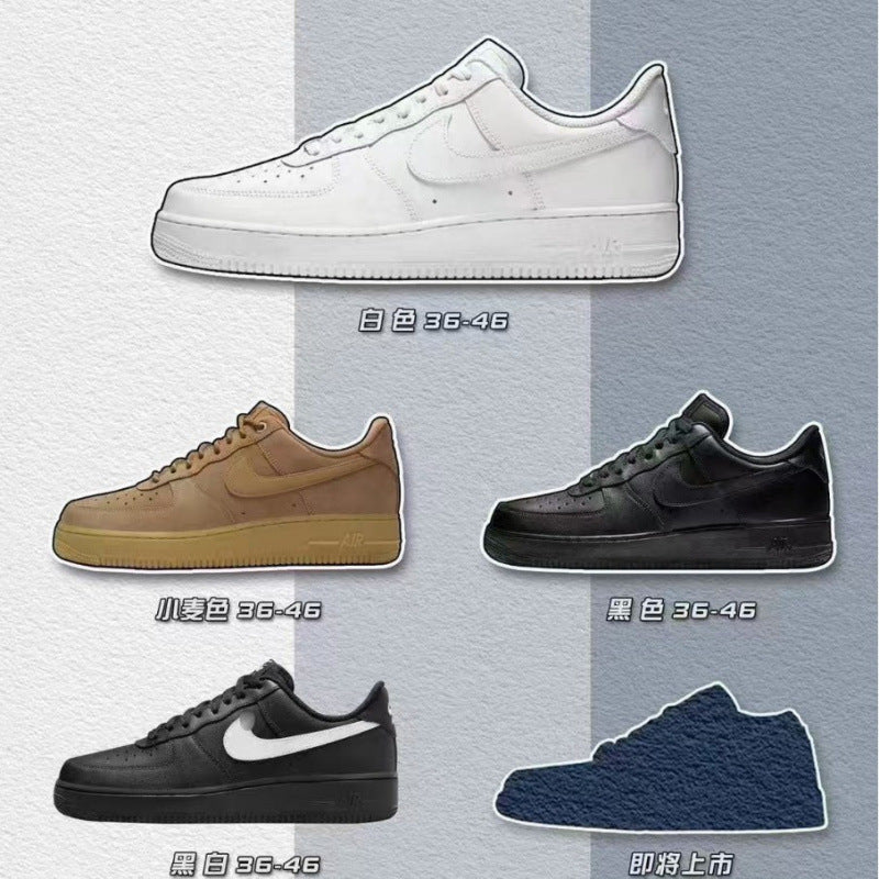 Putian high version air force one af1 white shoes wheat color pure original version black warrior men's shoes black sneakers