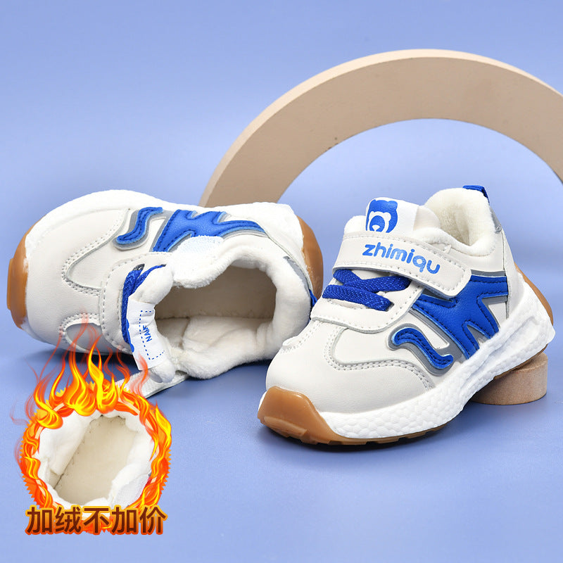 Toddler shoes for baby boys 0-1-3 years old, autumn/winter infant shoes for baby girls, soft sole children's shoes, fleece-lined and thickened cotton shoes