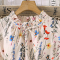 26 cross-border  girls' spring/summer new arrival: elegant floral print flutter sleeve a-line dress with cinched waist