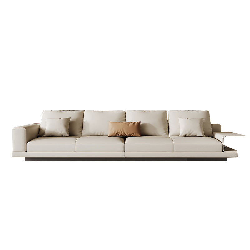 Custom modern living room sofa - connery cream style leather art - premium genuine leather - high-end villa design - large apartment