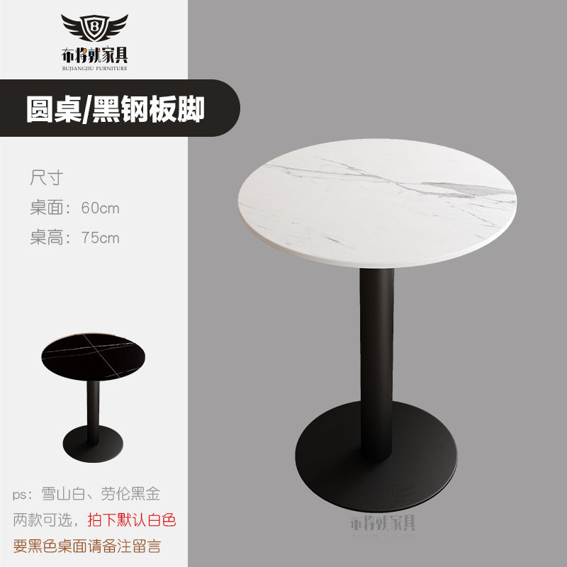 Bar table and chair combination, rock slab canteen dining table, commercial milk tea shop long table, reception and negotiation, cafe small round table